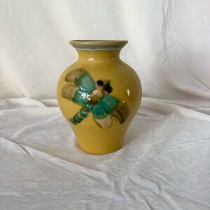 Vintage ceramic dragon fly vase home decor midcentury fairy 70s folk midcentury